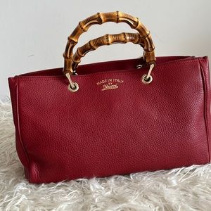 Gucci handbag Red with bamboo handles
